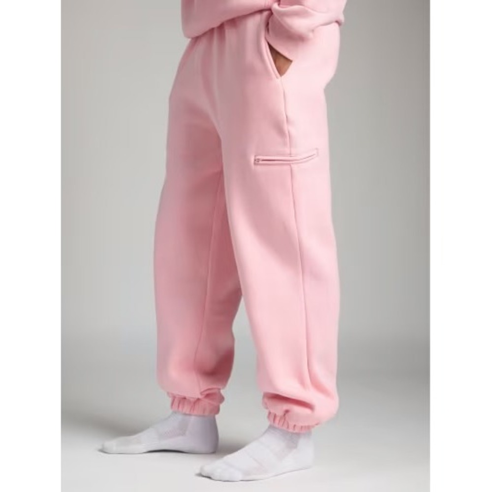 Comfrt Airplane Mode Travel Sweatpants Petal Pink Fleece Joggers Size Large